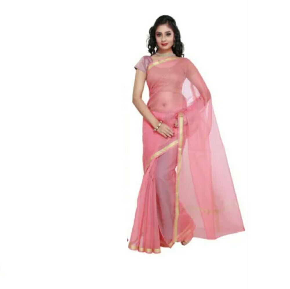 Peachy-pink saree